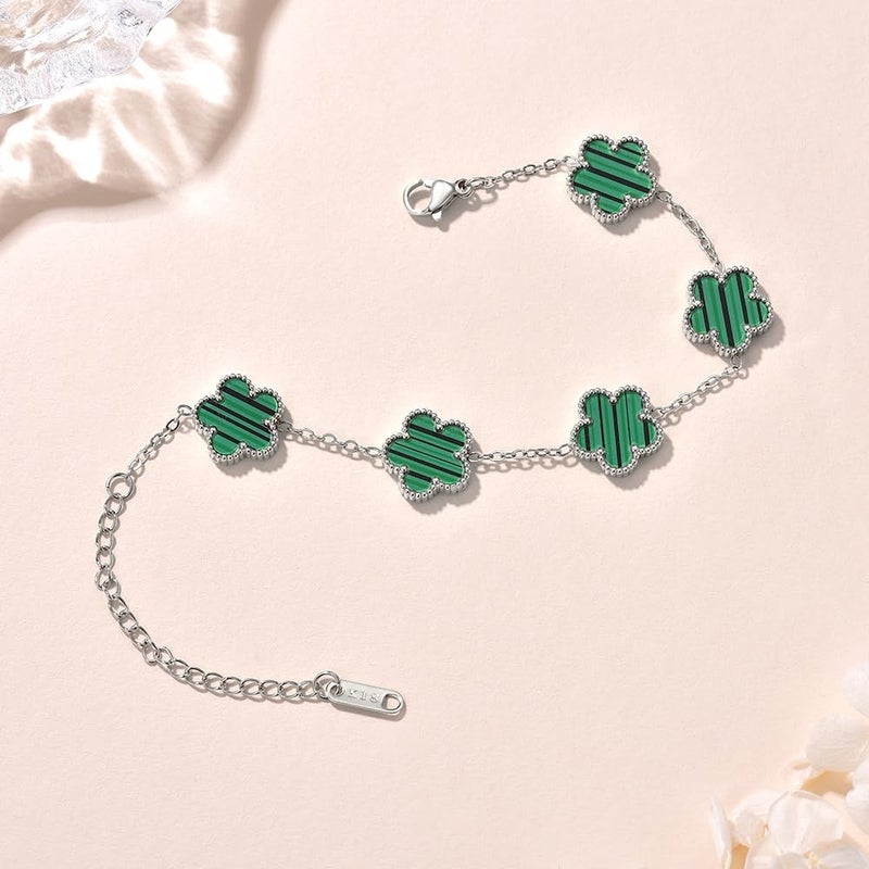 FLY FEI 18K Gold-Plated Four Leaf Clover Bracelet for Women,Adjustable lucky Bracelet Set Jewelry Gift-Hypoallergenic Charm for Birthdays, Wellness & Daily Wear - Image 4